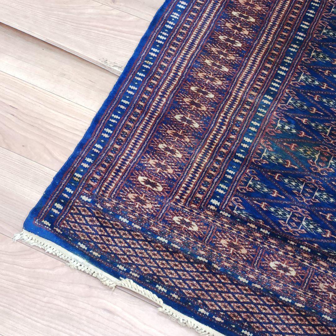 専用Y3139 パキスタン絨毯 ウール 手織り 187×126㎝ トライバルラグ