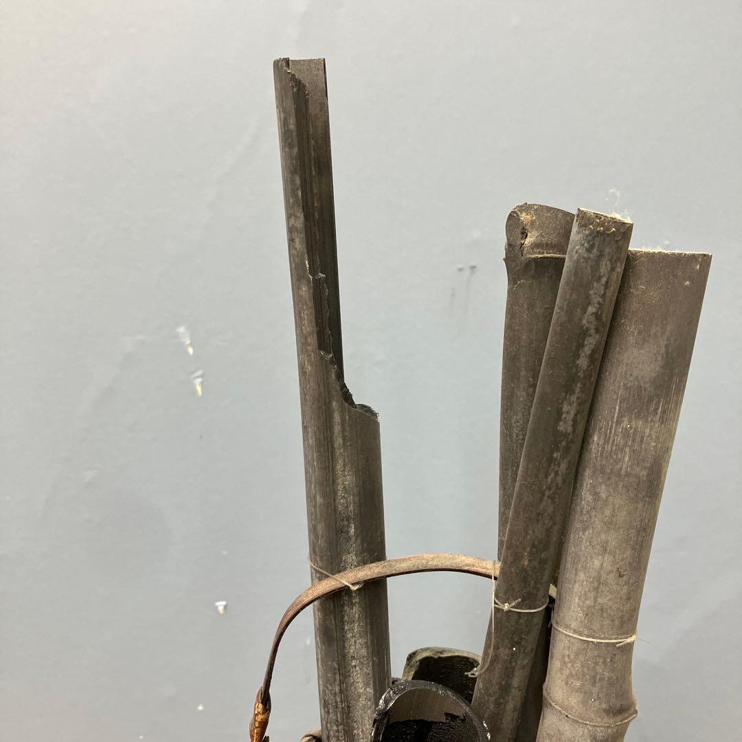 4F 趣のある逸品 竹籠 花籠 花器 竹炭 古竹 セット 囲炉裏演出 インテリア