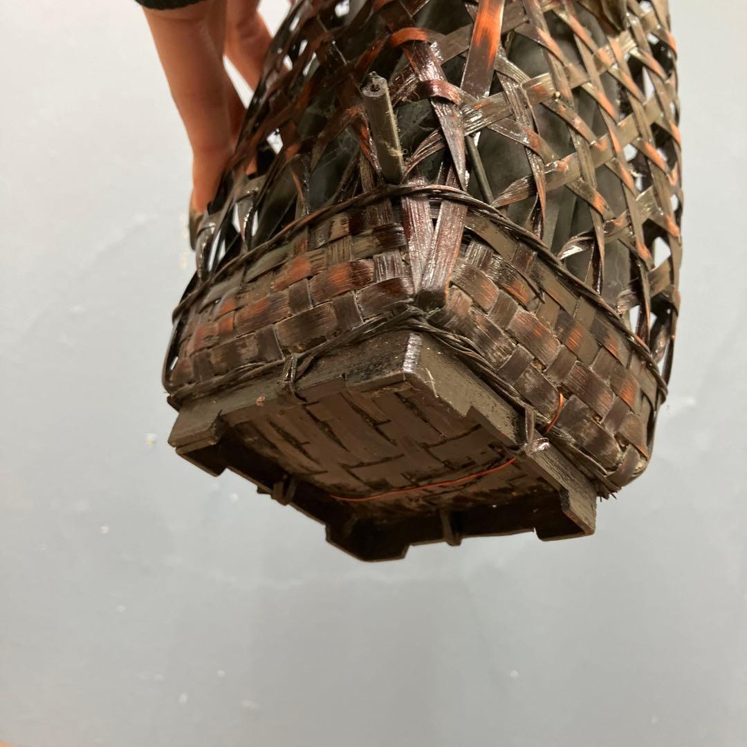 4F 趣のある逸品 竹籠 花籠 花器 竹炭 古竹 セット 囲炉裏演出 インテリア