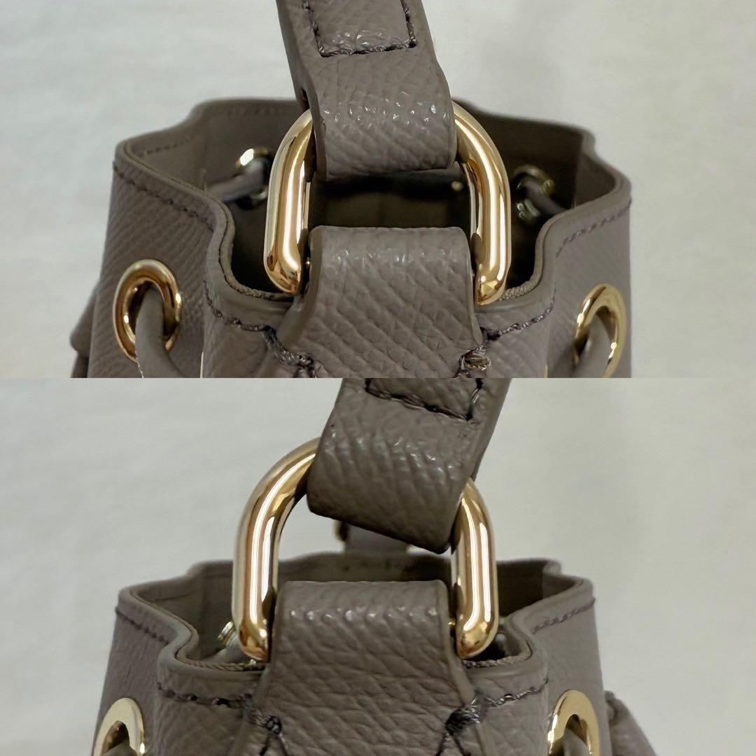 【新品同様/保存袋付】フルラ クリオ 巾着 2way ショルダーバッグ レザー