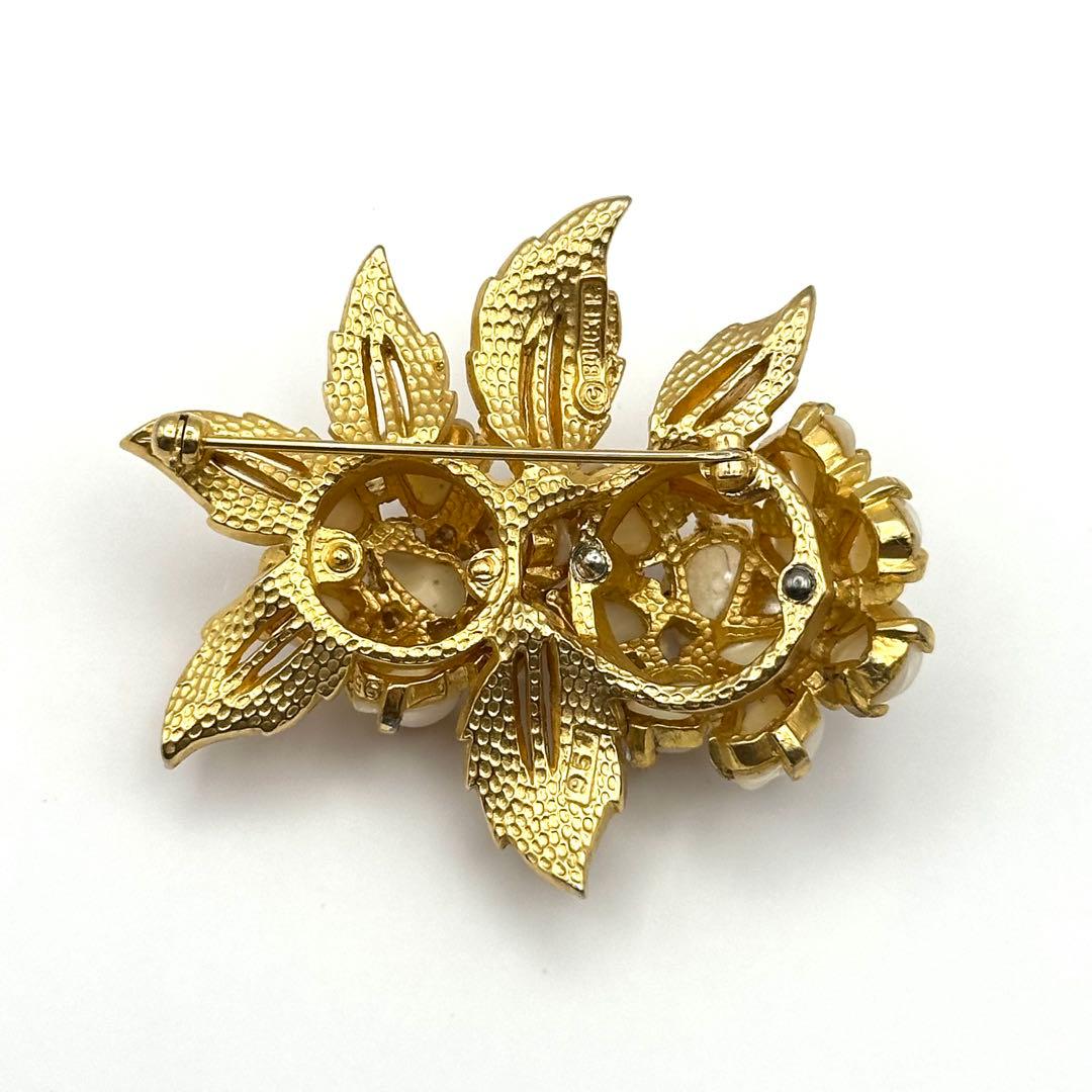 【希少】BOUCHER ブーシェ ブローチ リーフ フェイクパール ゴールド