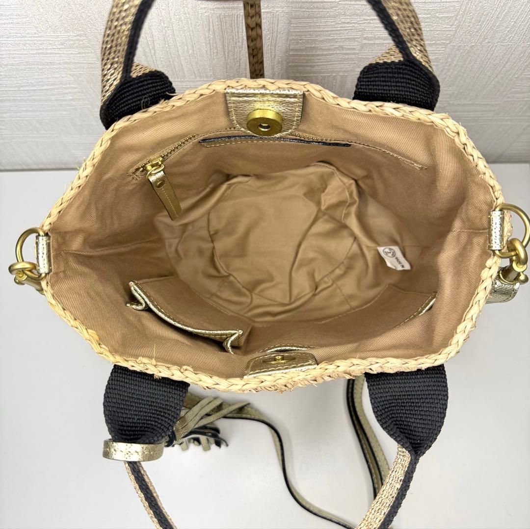 【極美品】ヴィオラドーロ ラフィア 2WAYショルダー カゴバッグ