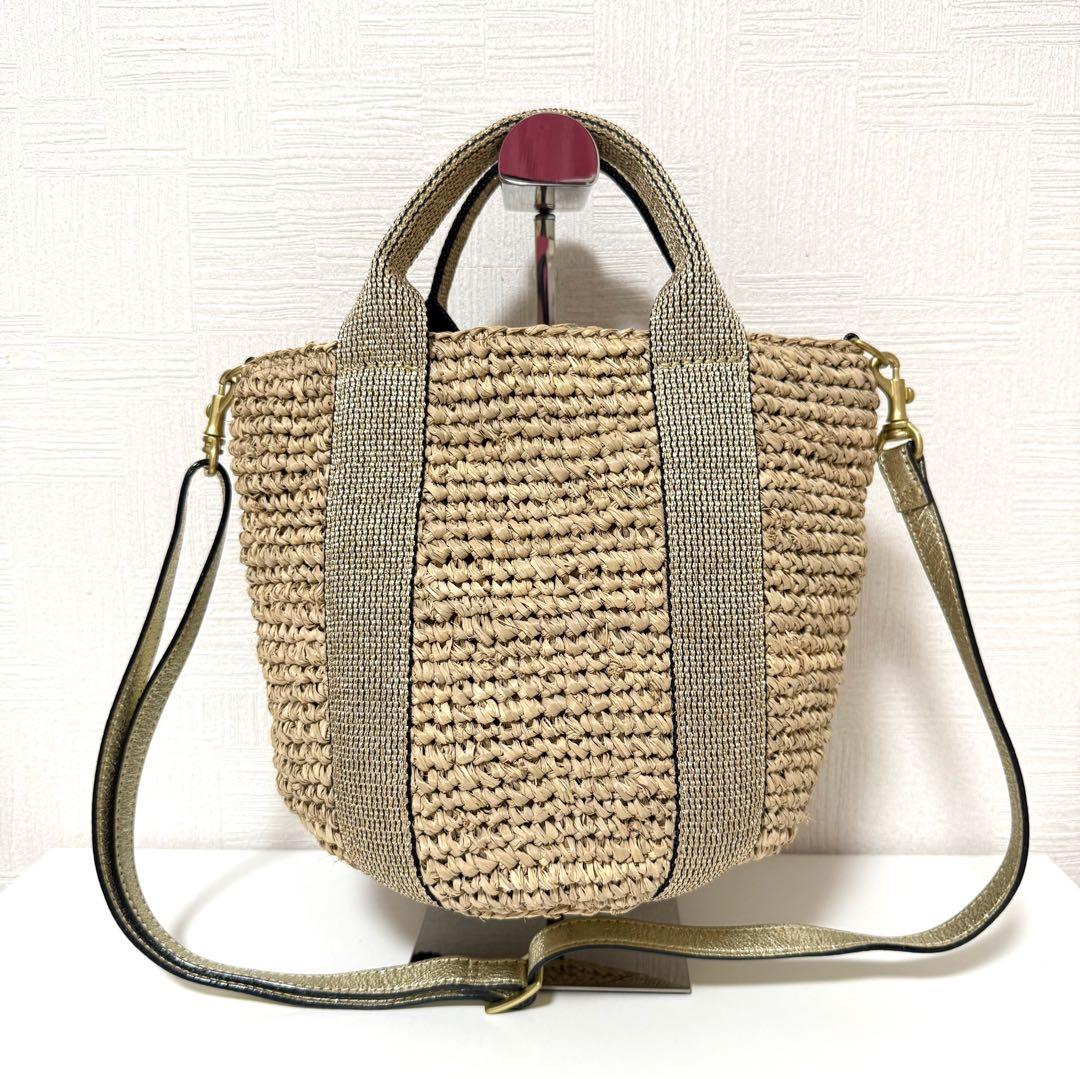 【極美品】ヴィオラドーロ ラフィア 2WAYショルダー カゴバッグ