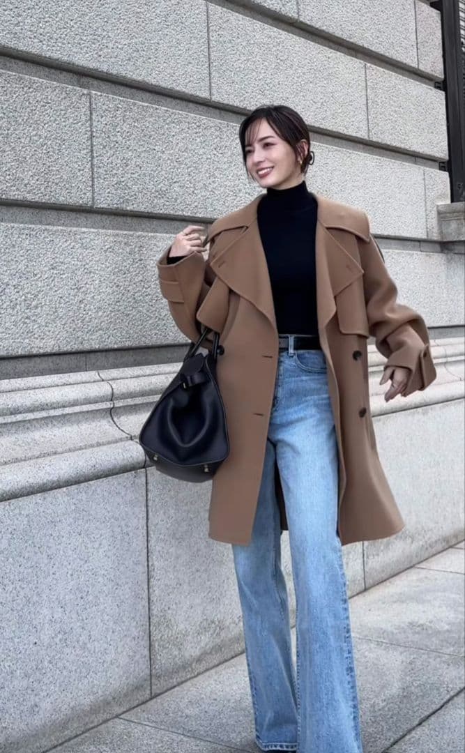 Fです♡アニュアンス リバーミドルトレンチコート　キャメル