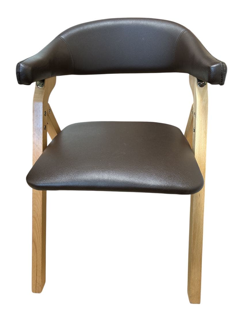 【美品】木製チェア ダイニングチェア 合皮座面 北欧風 折りたたみ式 椅子