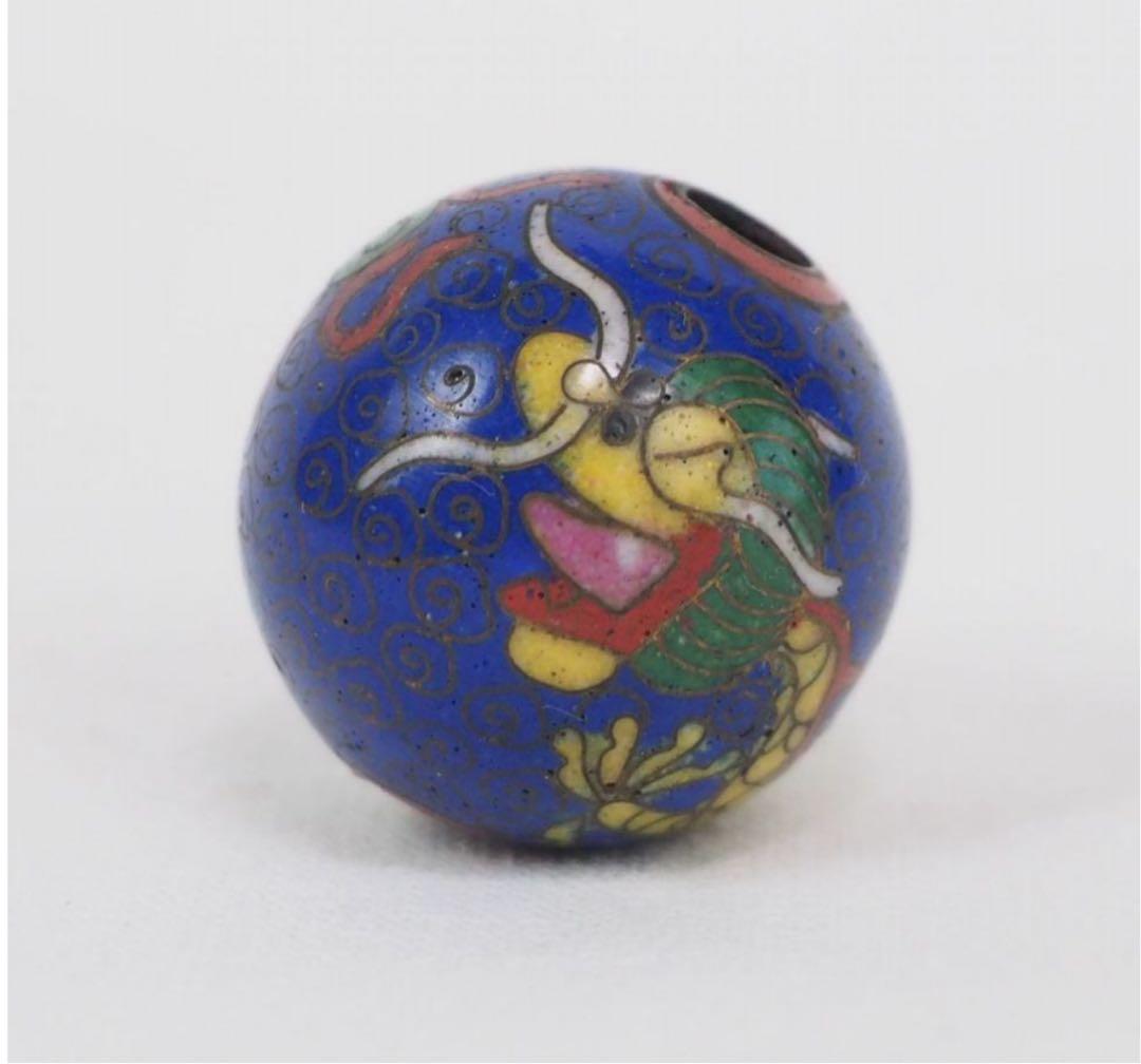 送料無料　明治時代　七宝龍文緒締玉　径2.1ｃｍ