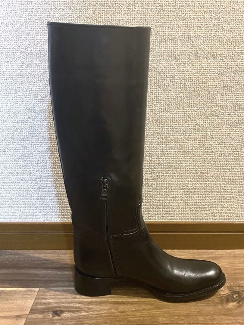【鑑定済】PRADA(プラダ)ブラック ロングブーツ 低ヒール