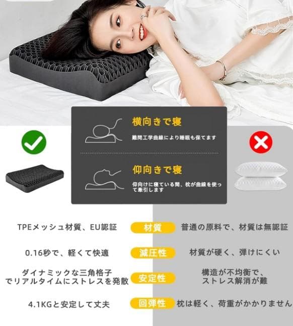 新品 羊のいらない枕 ジェルタイプ 活性炭入 安眠枕 高反発 ジェル枕