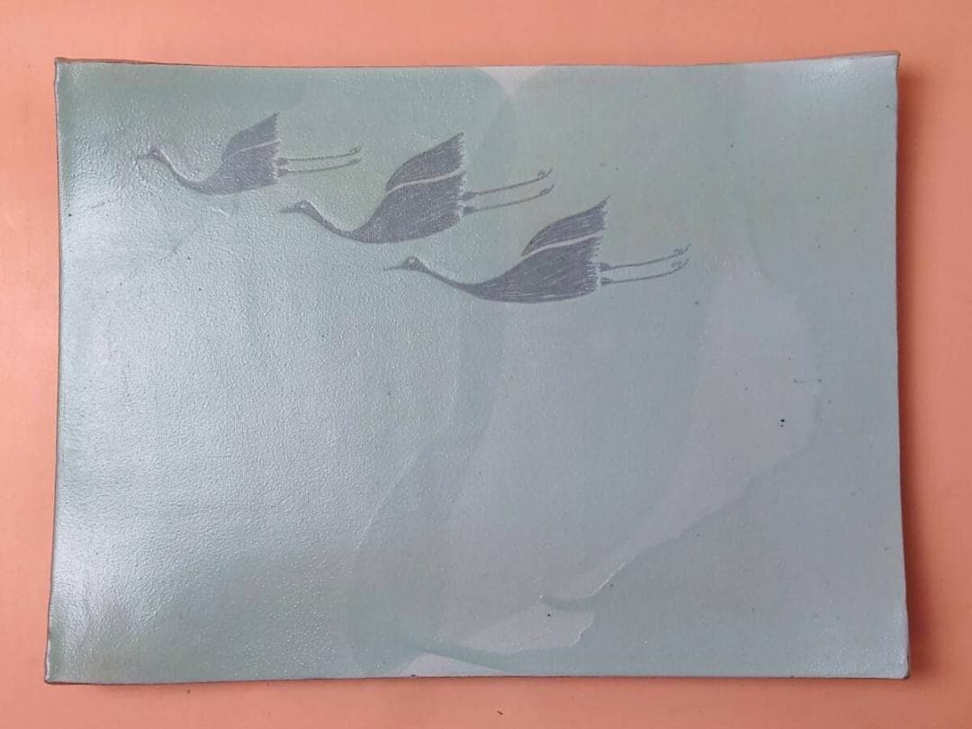 【現状品】 陶器 大皿 銘あり 房山作？ 辰山作？ 秀貞 定価56000円？