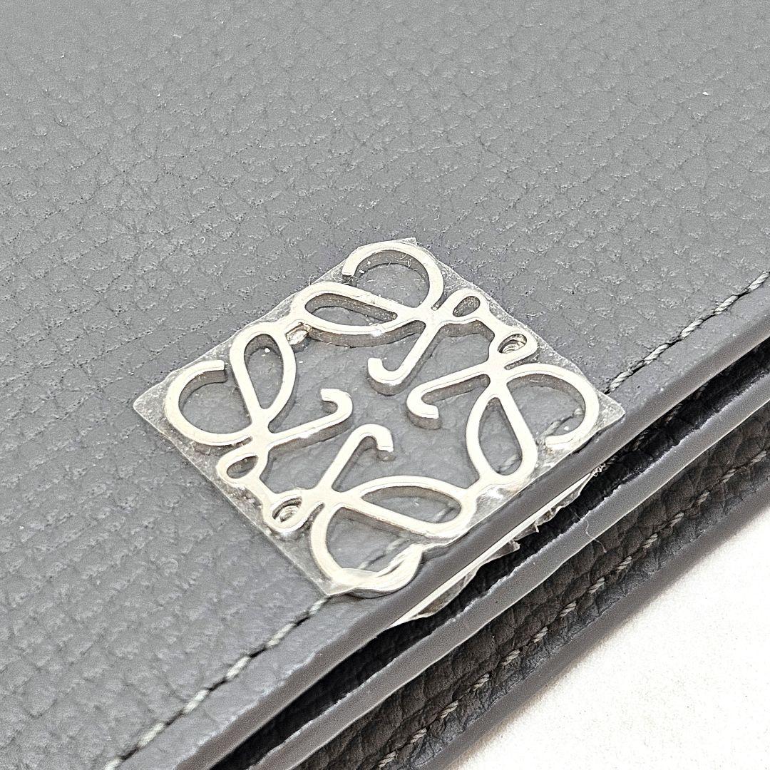 極美品 LOEWE ロエベ 名刺入れ カードケース アナグラム グレー レザー