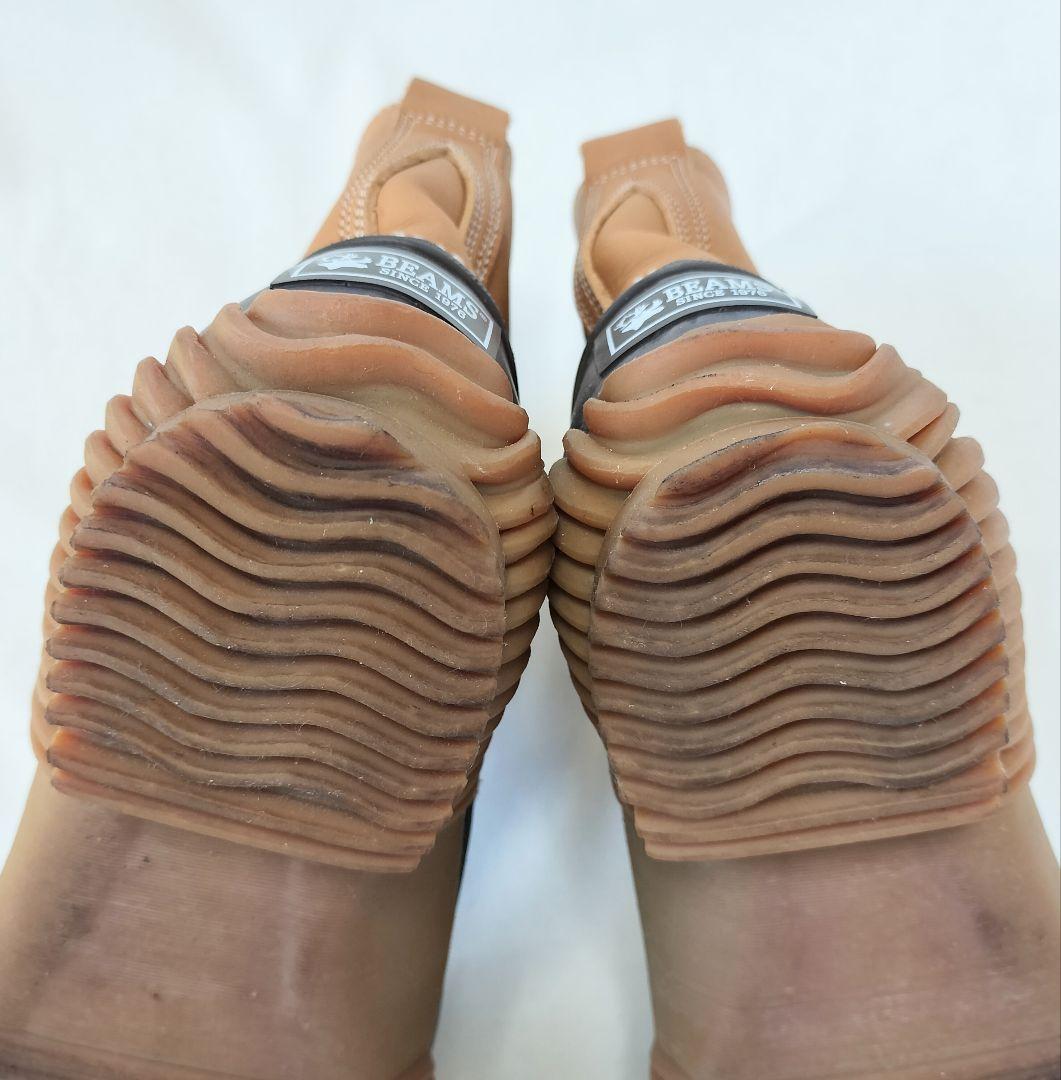 BEAMS BOY ビームスボーイ ガムブーツ 本革×ラバー キャメル 24.5