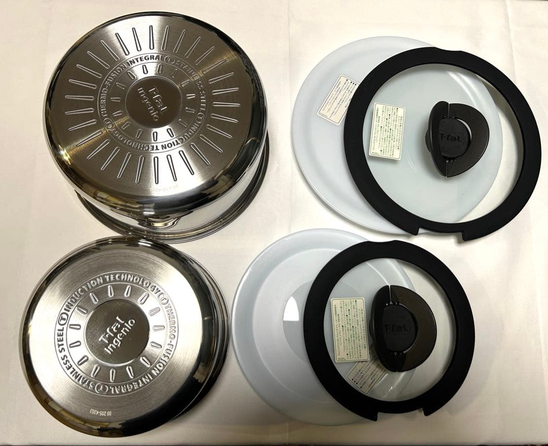 黒取手と新品　ティファール　IHステンレスエモーション　ソースパン　6点セット