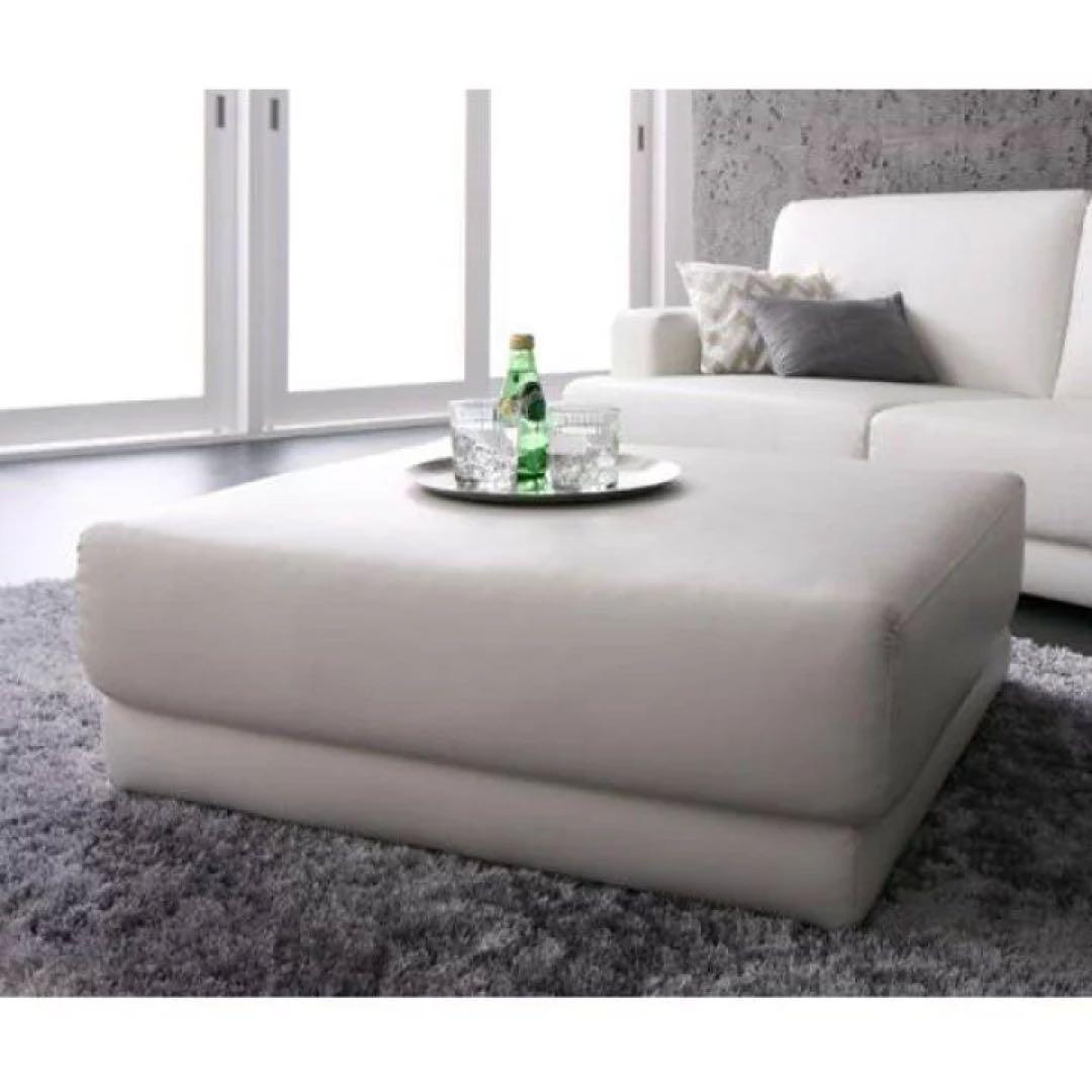 オットマン(ホワイト) レザー　カウチソファー