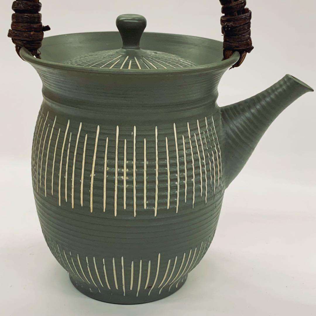 【茶注21　常滑焼　緑泥】吉川秀樹（雪堂）共箱