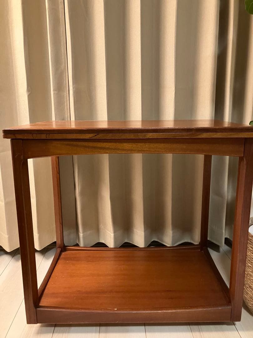 チーク　サイドテーブル　キャスター付き　ゲームボード　エクステンションテーブル