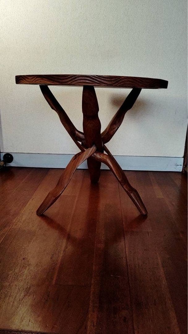 アンティーク 木彫 テーブル 折り畳み　高さ45