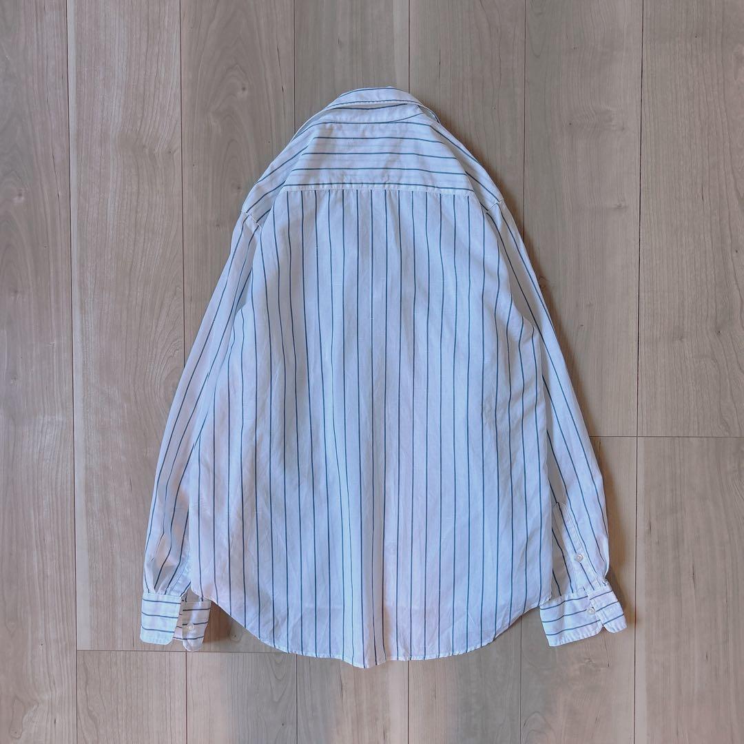 美品＊フランク&アイリーン ゆったりXS 綿麻 ストライプシャツ EILEEN