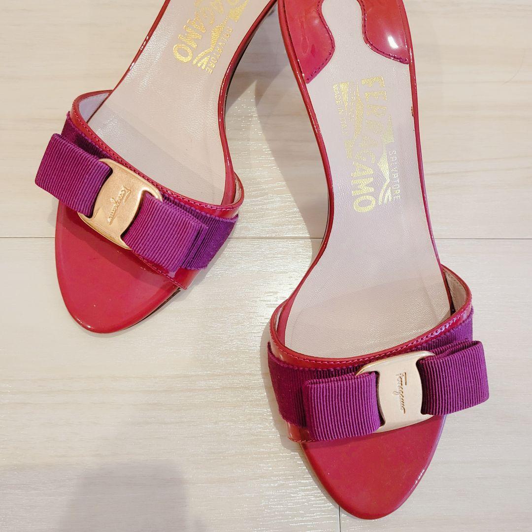 Ferragamo リボン付きミュール ピンク 紫 フェラガモ セリーヌ