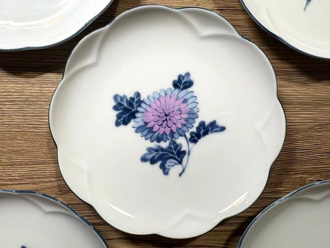 希少 乃りたけ Noritake 和皿 5枚セット 昭和モダン 花絵 廃番
