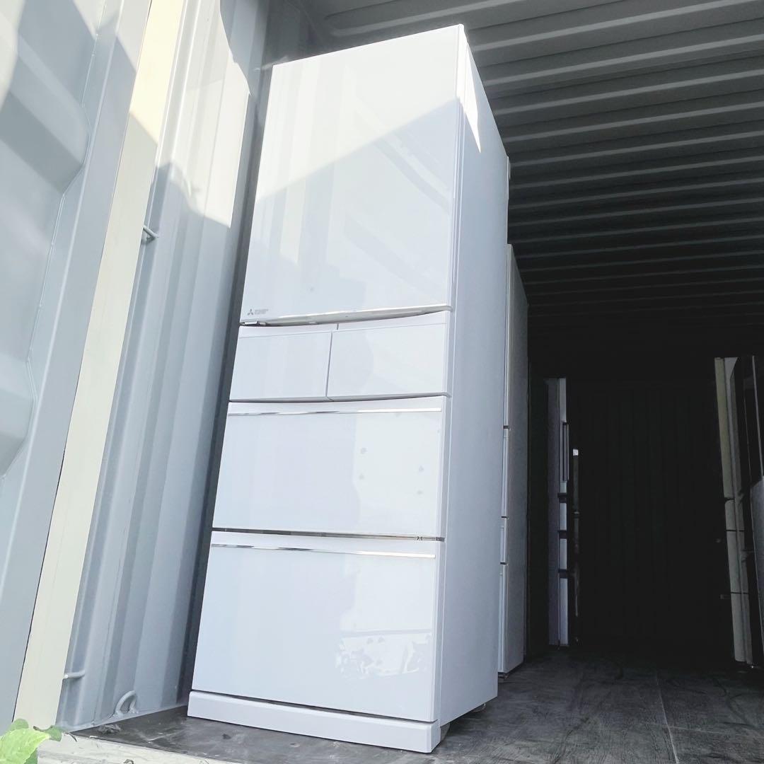 63取付無料！三菱ワイドチルドルーム搭載おしゃれホワイトインテリア5ドア冷蔵庫