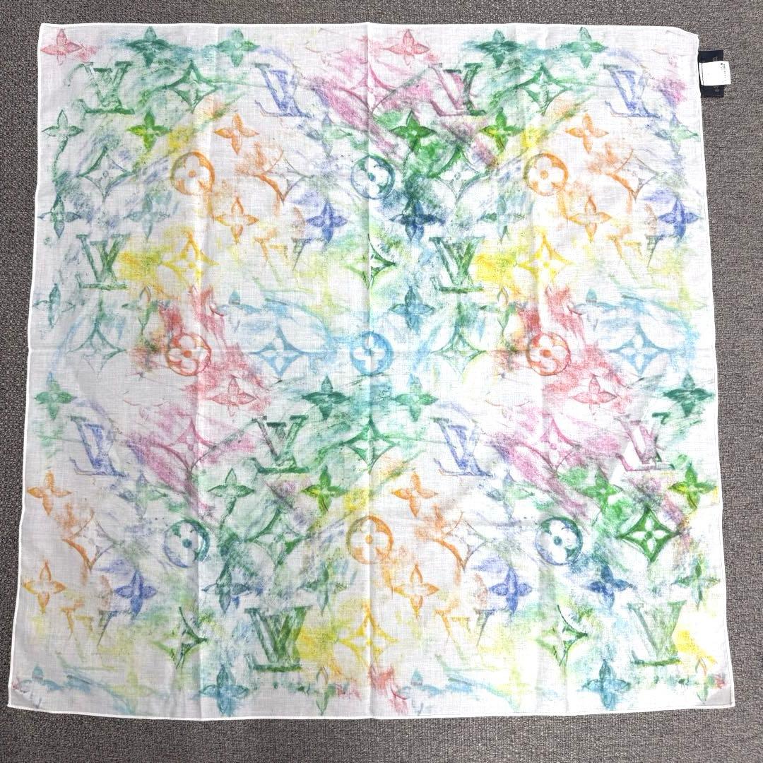 【入手困難】ルイヴィトン　ハンカチ　バンダナ マルチカラーホログラム　パステル
