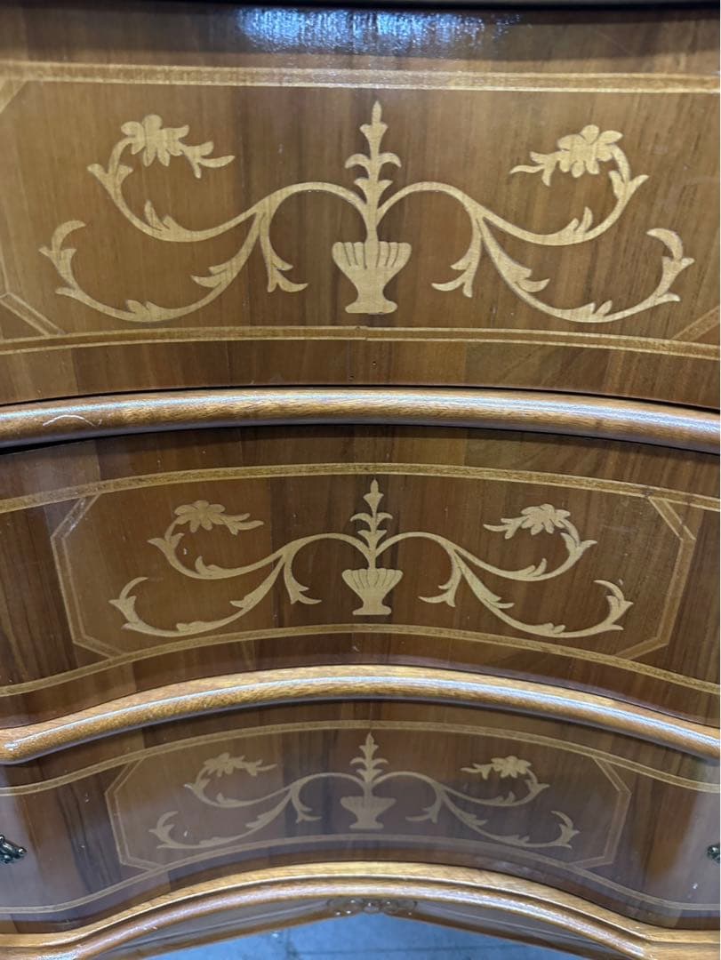 猫脚 象嵌チェスト 3段 ロココ調 タンス アンティーク風