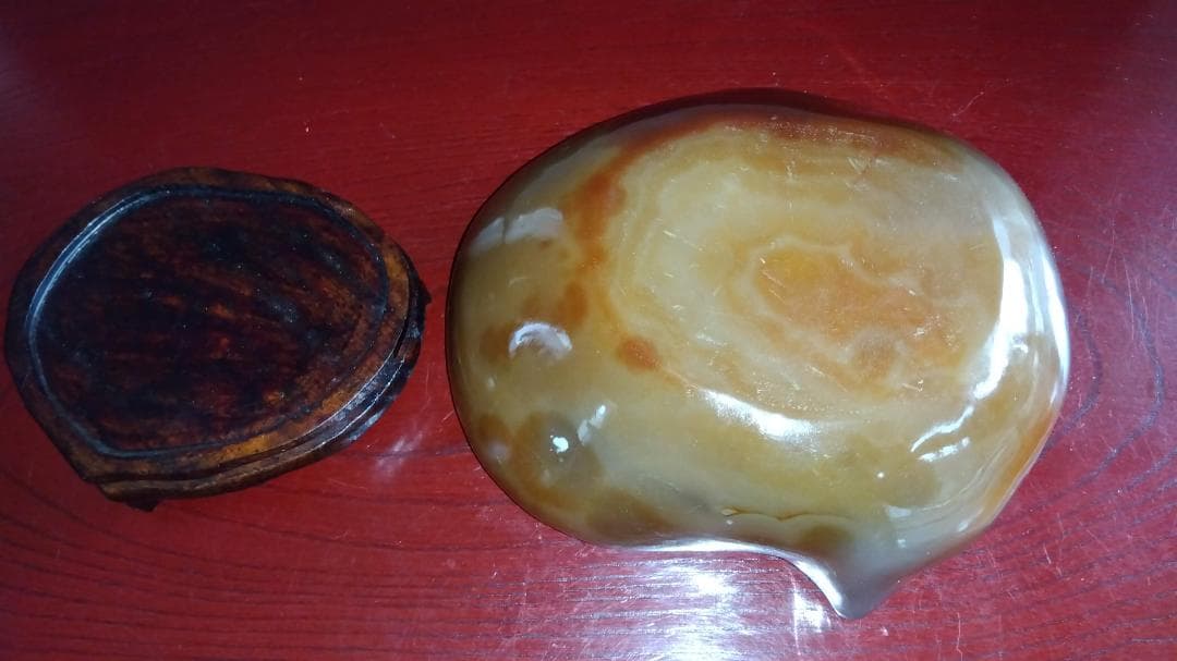 希少巨大瑪瑙ハート型彫り物オブジェ置物