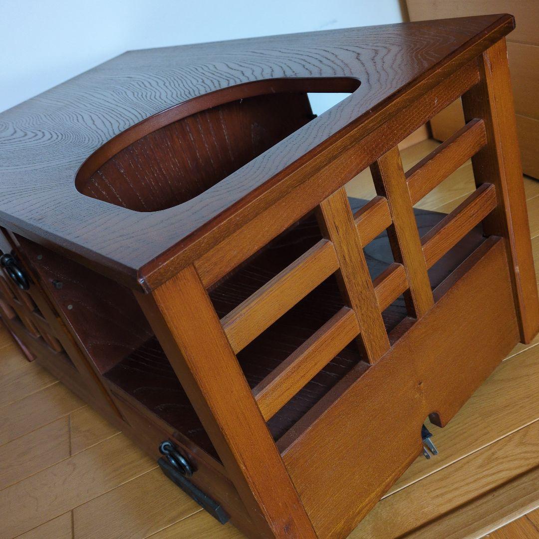 ポットワゴン　お座敷ワゴン　キャスター付　天然木　引き出し収納　電源コードあり