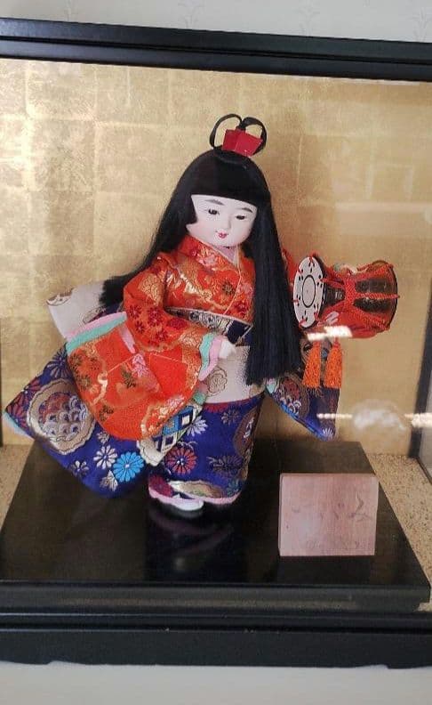 市松人形 「つづみ」ガラスケース入り　わらべ人形　明日香人形　8号