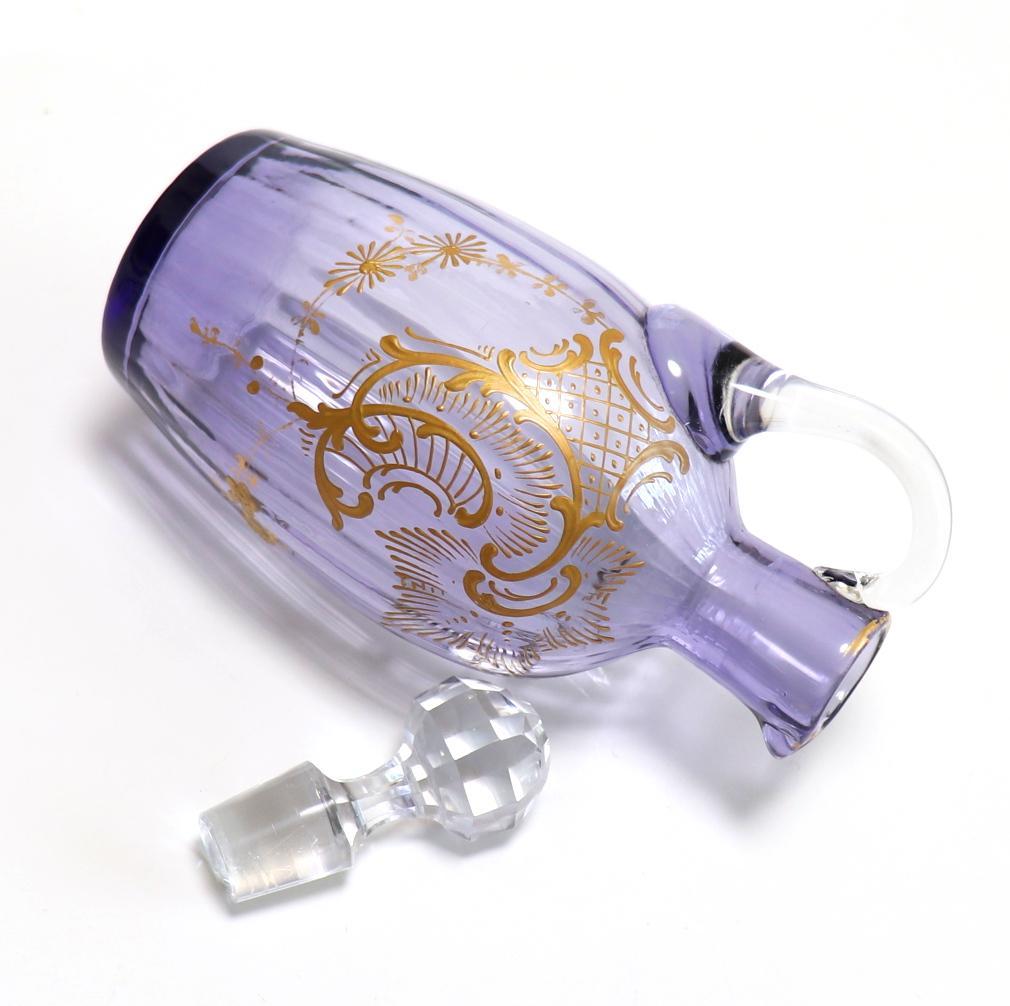 オールド・バカラ 1900年頃 レアカラー 紫色ガラス 金彩盛り上げ デカンタ