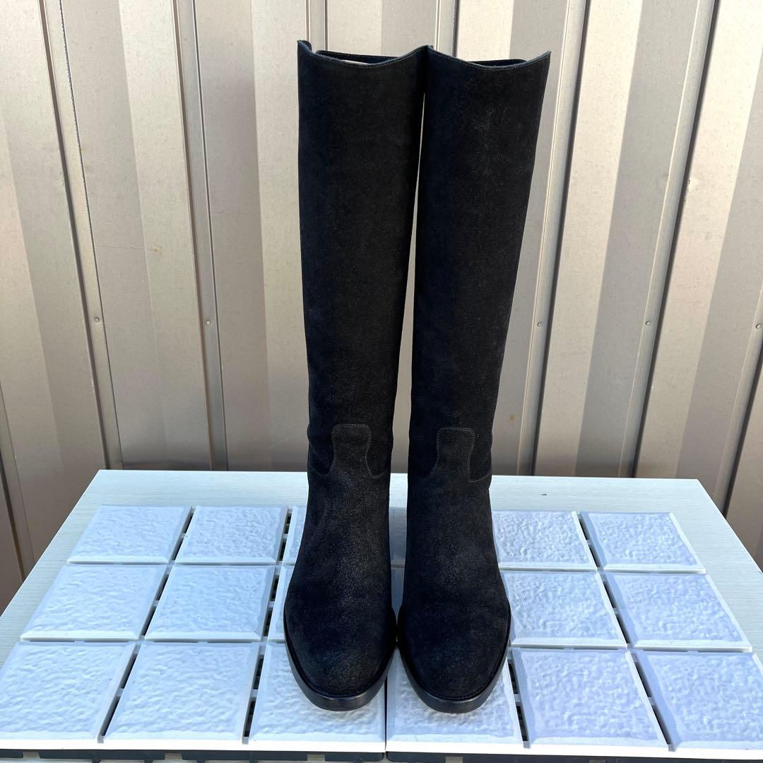 み*ょ様 36 SARTORE シングルベルト　ロングブーツ　黒　スエード　23