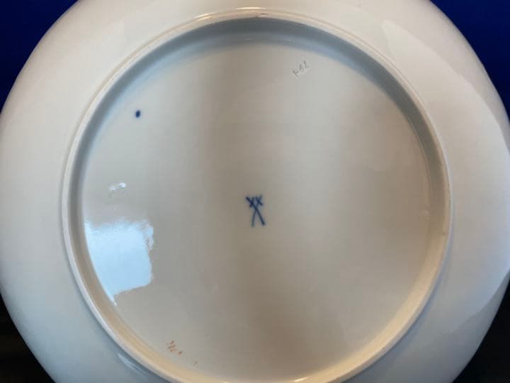 マイセン　ゴールドギルト　コバルト　キャビネットプレート　六ツ花　1級品