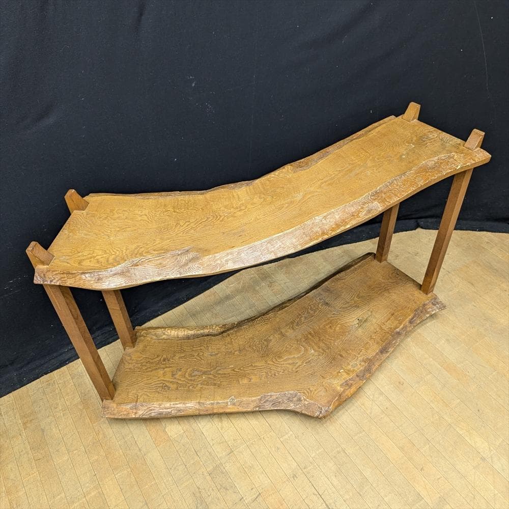 無垢　耳付き　飾り棚　花台　ディスプレイ　キャビネット　茶棚　ラック　飾り台