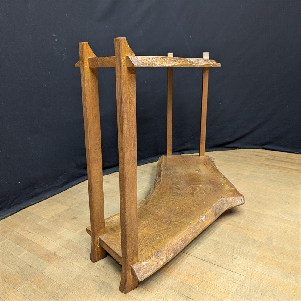 無垢　耳付き　飾り棚　花台　ディスプレイ　キャビネット　茶棚　ラック　飾り台