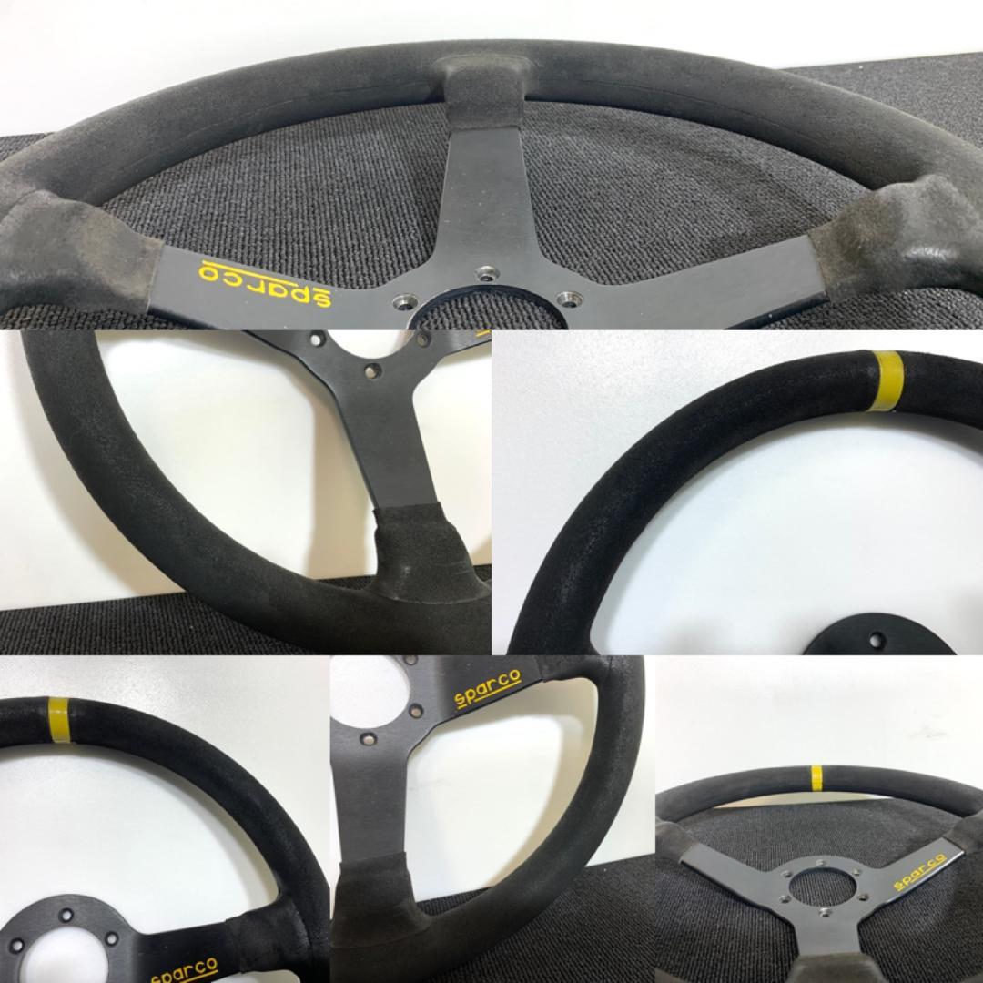 スパルコ R345 ディープコーン ステアリング 35パイ スエード ブラック