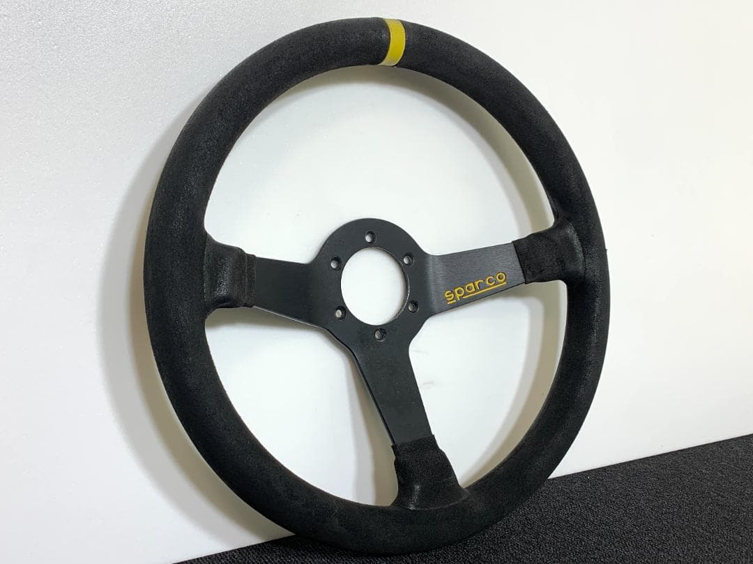 スパルコ R345 ディープコーン ステアリング 35パイ スエード ブラック