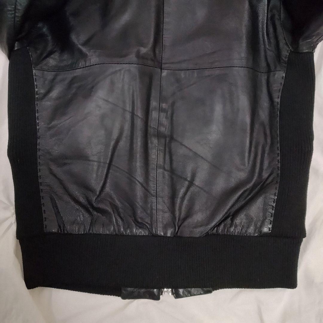 SHELLAC スリム 異素材切り替 ゴートレザー MA-1 ダブルジップ