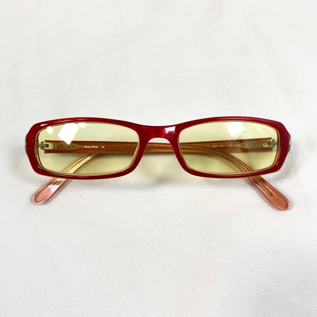 archive miumiu ミュウミュウ サングラス スクエア レッド ロゴ