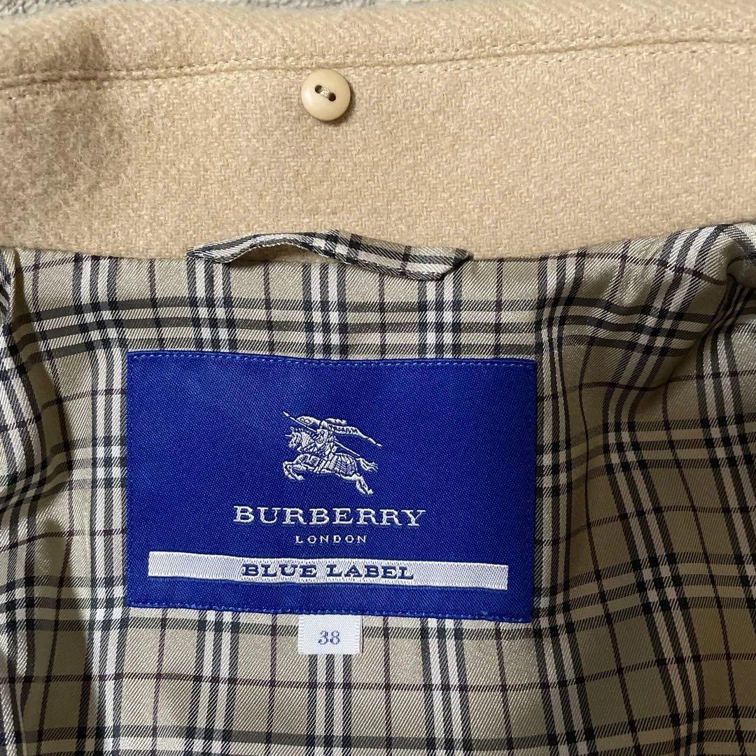 【美品】 バーバリーブルーレーベル アンゴラ Pコート ノバチェック ダブル