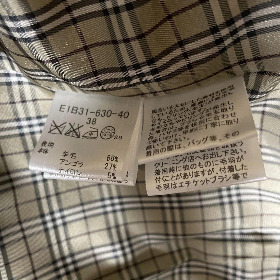 【美品】 バーバリーブルーレーベル アンゴラ Pコート ノバチェック ダブル