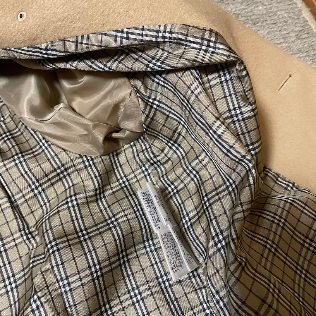 【美品】 バーバリーブルーレーベル アンゴラ Pコート ノバチェック ダブル