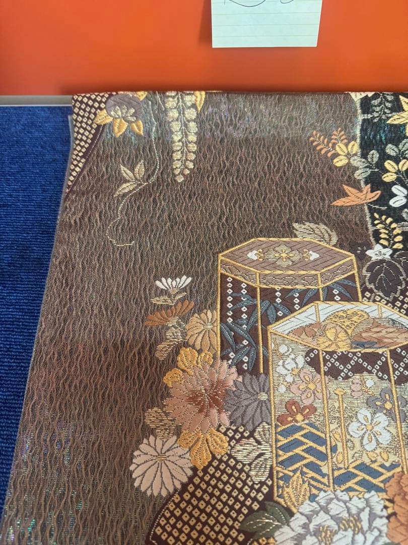 2663袋帯 古代彫金紋 西陣織 金糸　高級上質上品　約440cm 未使用