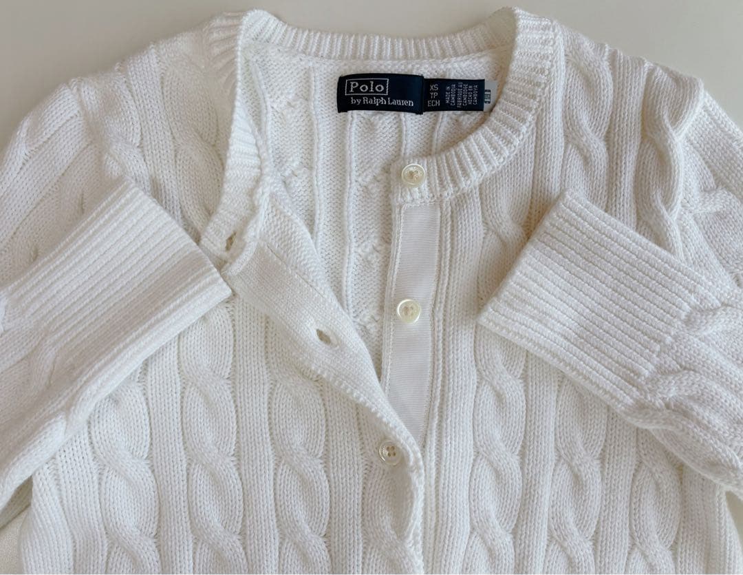極美品 正規品 ポロラルフローレン ケーブルニット カーディガン ホワイト