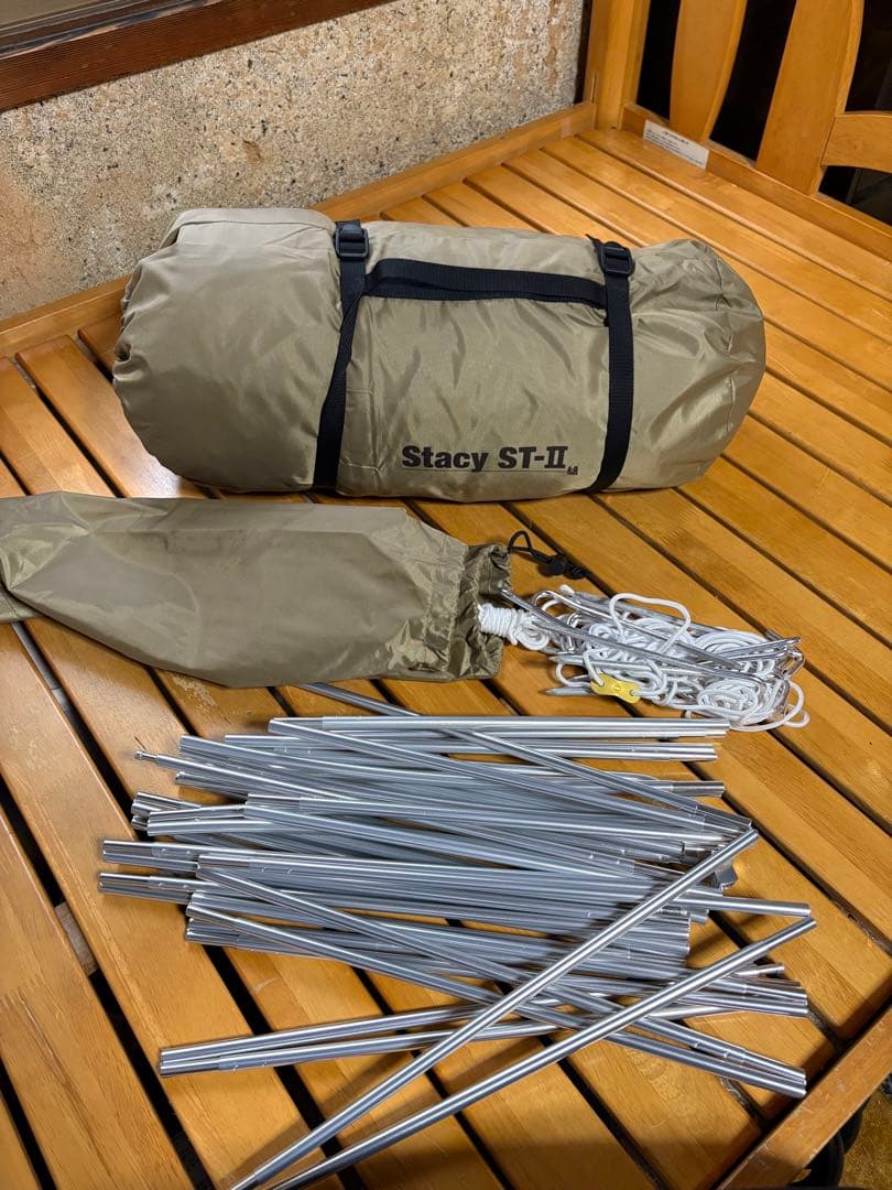 元の箱無し Stacy ST-II テント ドーム型 2~3人用 カーキ色