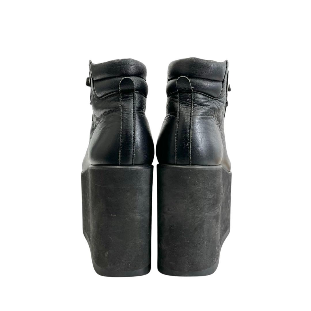 【美品】◾️ベリーボタン◾️アンクルブーツ◾️レースアップ◾️超厚底◾️本革◾️ブラック
