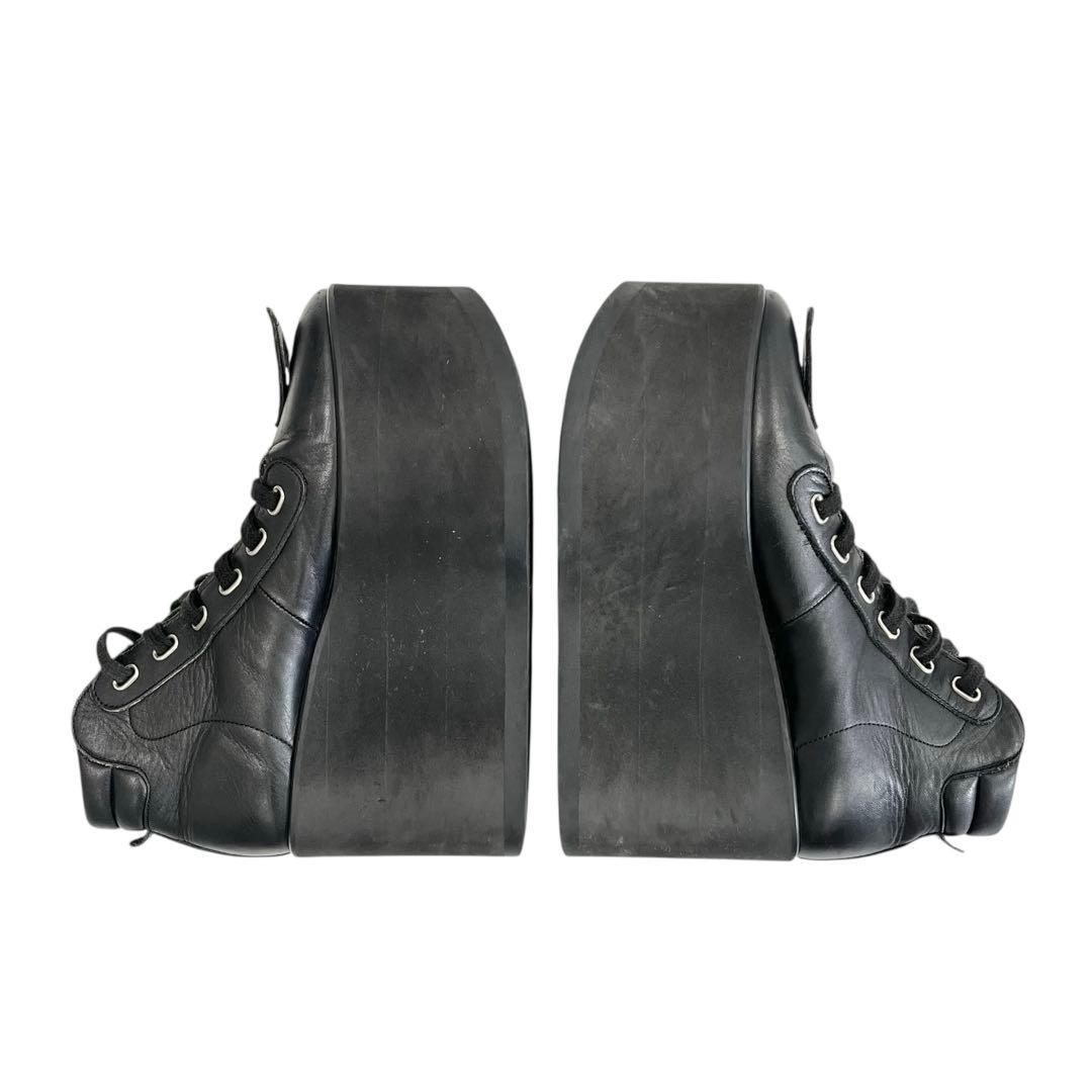 【美品】◾️ベリーボタン◾️アンクルブーツ◾️レースアップ◾️超厚底◾️本革◾️ブラック