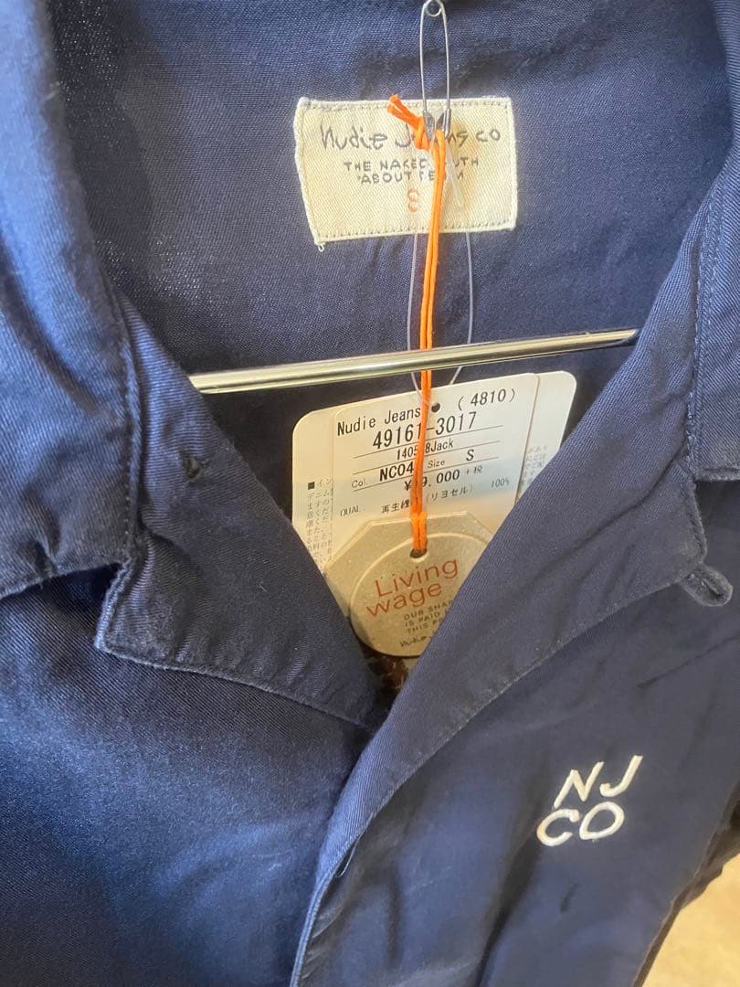【新品】50%OFF ヌーディージーンズ ネイビー ボーリングシャツSサイズ