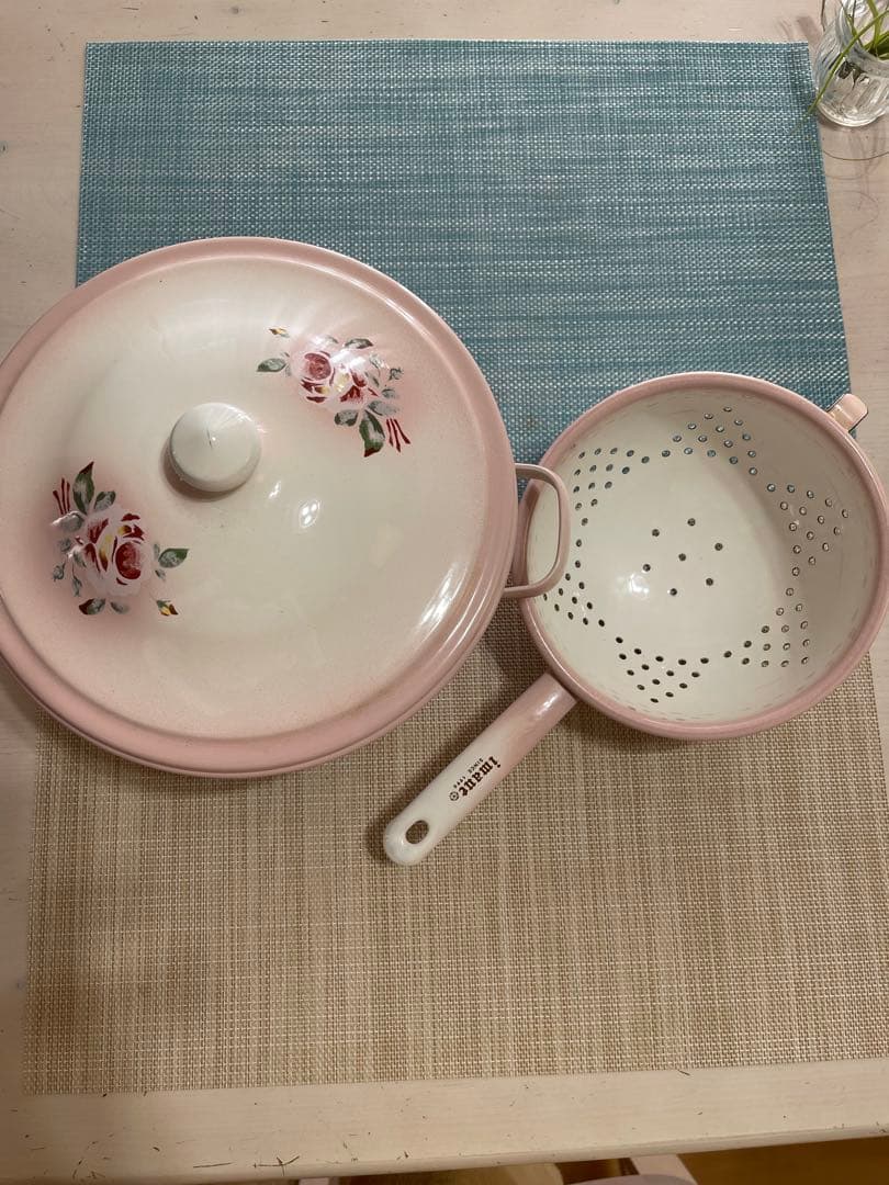 イマン　ホーロー　両手鍋と片手コランダー おまとめ2点セット