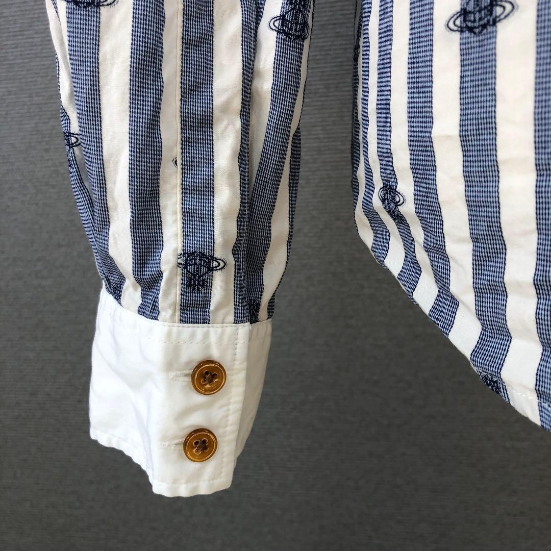 Vivienne Westwood 丸襟 オーブ柄 ストライプ 長袖シャツ 3