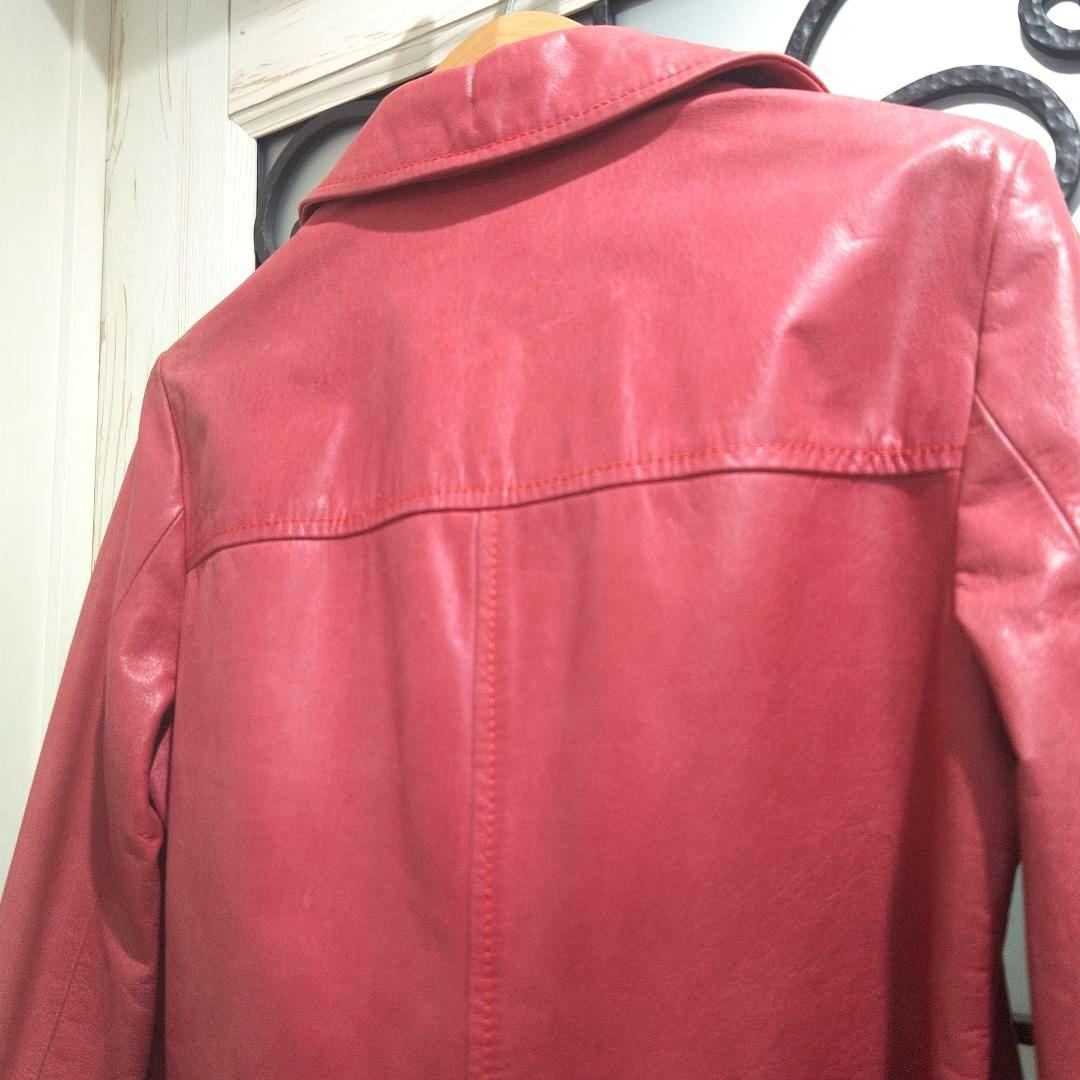 寄付　対象　アントニアリソン　ライダース　ジャケット　革　ピンク　L　牛　ボタン